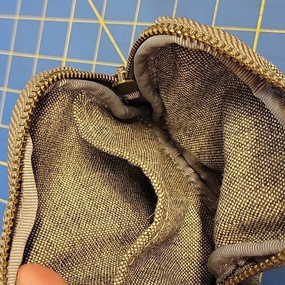 Heather Gray Pouch Blue Zipper Pull 4.5" - Picture 2 of 5